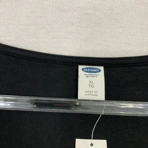 New Old Navy Black‎ Soft Stretch Lace Up Long Sleeve Casual Top XL - Picture 2 of 8